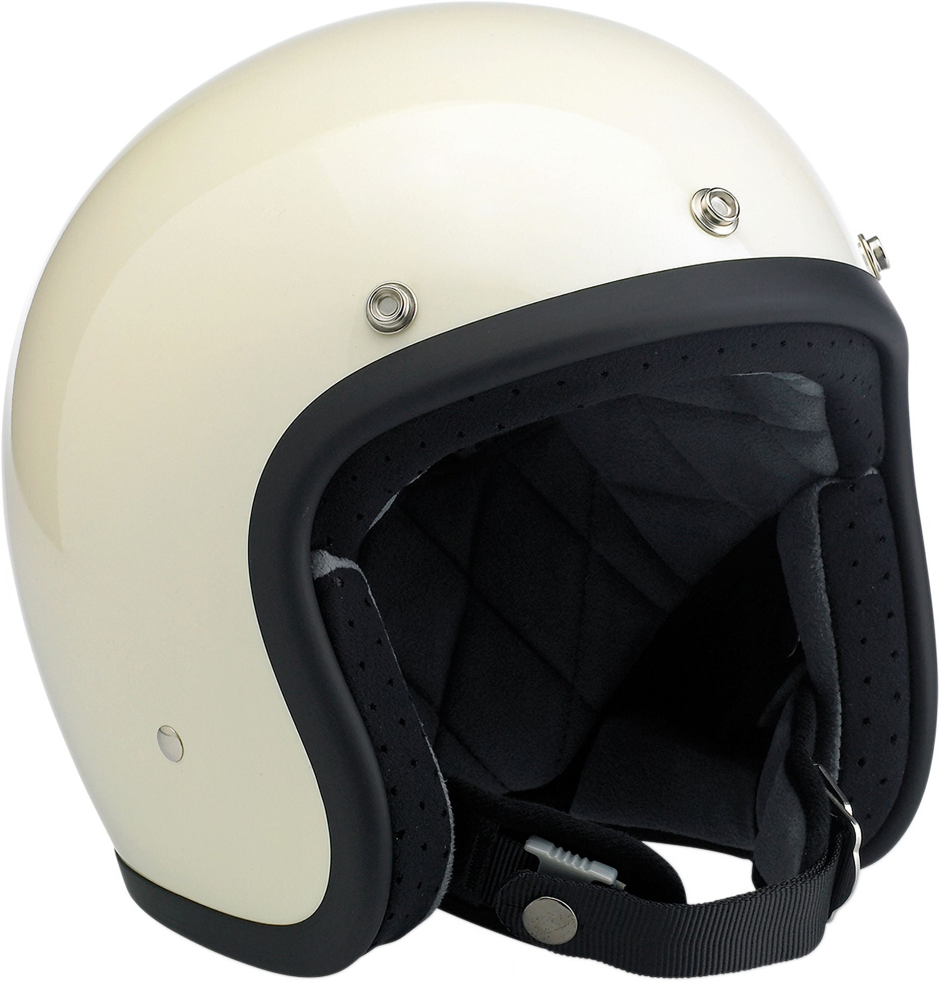BILTWELL Bonanza Open Face Solid Color Helmets Vintage White Lg  BH-WHT-GL-DOTLG