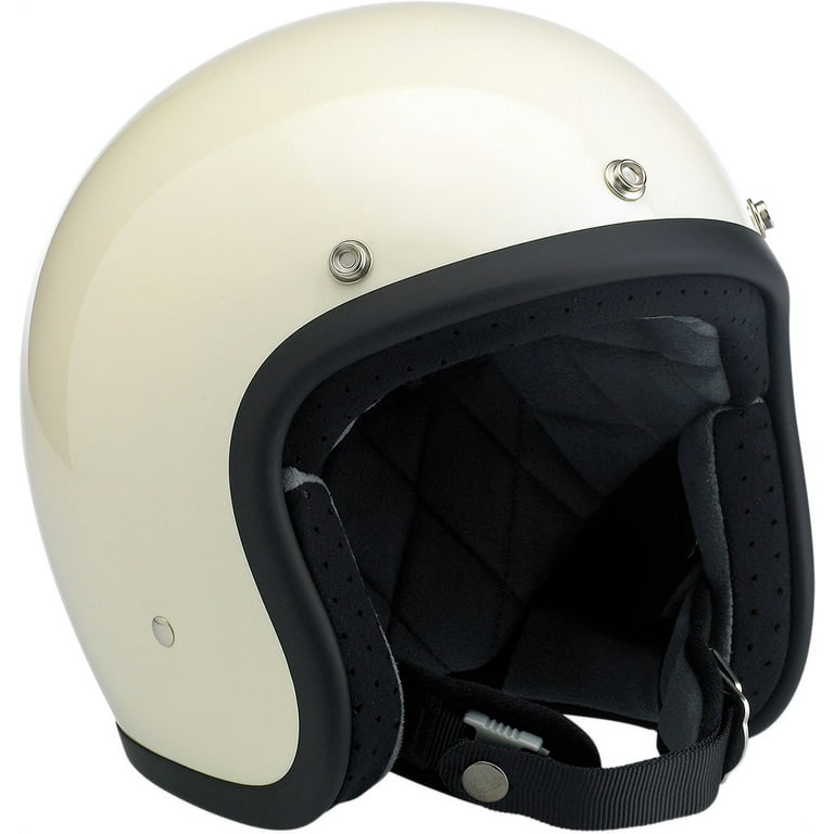 BILTWELL Bonanza Open Face Solid Color Helmets Vintage White XXL  BH-WHT-GL-DOTXX