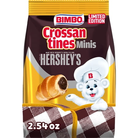 Bimbo Crossantines Hershey's Filled Croissants, 6 count, Plain Mini Chocolate Filled Pastry, 2.54 oz Pouch