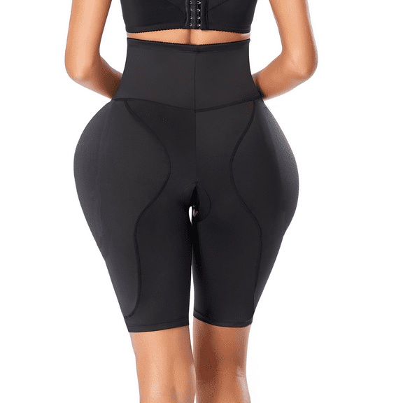BIMEI 2PS Butt Lifter Hip Enhancer Padded Shapewear Control Panties Women Mid-Thigh Tummy Control Body Panties,High Waist Open Crotch ,Black, 2XL