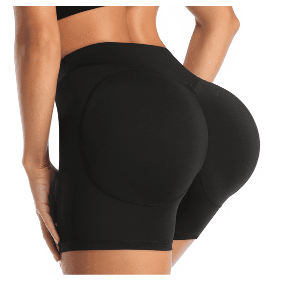 BIMEI 2PS Sponge Butt Lifter Padded Panties Women's Short Shapewear Hip Enhanced Underwear Tummy Control,Black,XL