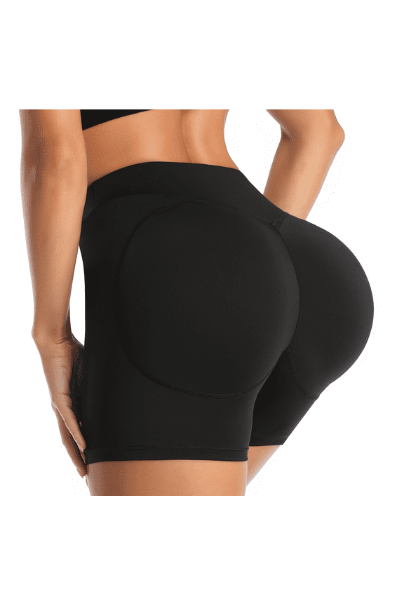 2PS Sponge Butt Lifter Padded Panties Women's Short Shapewear Hip Enhanced Underwear Tummy Control,Black,XL