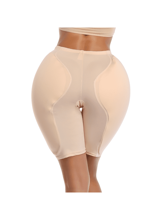 2PS Sponge Hip Pads for Women Butt Hip Enhancer Padded Shorts Body Shaper, Low Waist,Beige, M