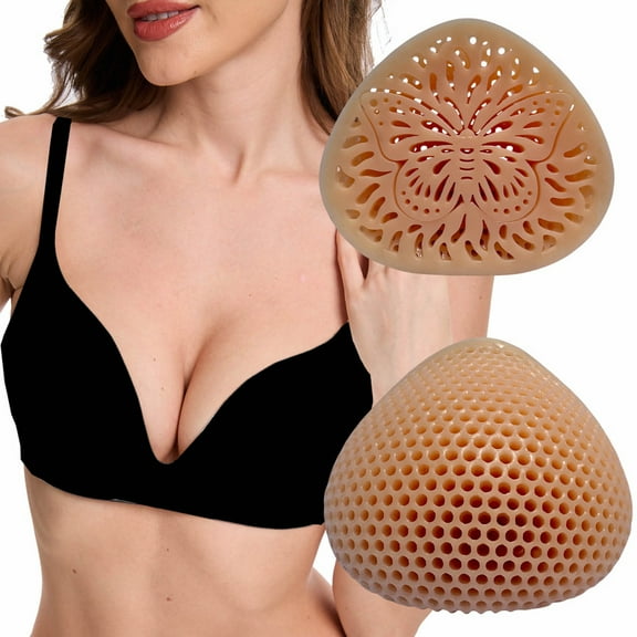 BIMEI Butterfly Silicone Bra Inserts Breast Enhancers,Triangle Gel Breast Forms,Waterproof Reusable Breathable, Padding Enhancers for Bikini Swimsuit,1 Pair,Beige,#6