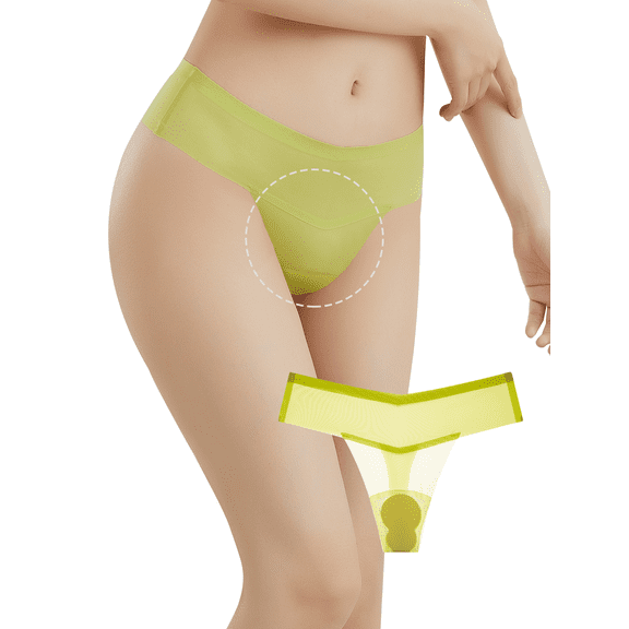 BIMEI Camel Toe Proof Thong Avoid Camel Toe Concealer Pad Panty Invisible Guard for Women Bikini Underwear,Green Thong,XL