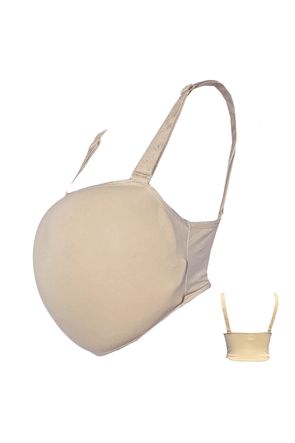 Fake Pregnancy Belly Bodysuit Fake Belly Costumes (Not included the fake pregnant belly) Back wrap-around type Beige S