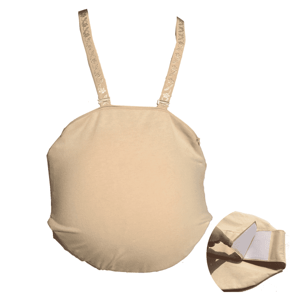 BIMEI Fake Pregnancy Belly Bodysuit Fake Belly Costumes (Not included the fake pregnant belly) Velcro adjustable Beige M