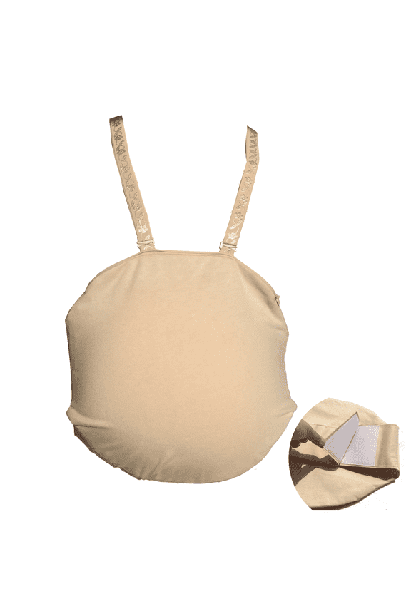 Fake Pregnancy Belly Bodysuit Fake Belly Costumes (Not included the fake pregnant belly) Velcro adjustable Beige M