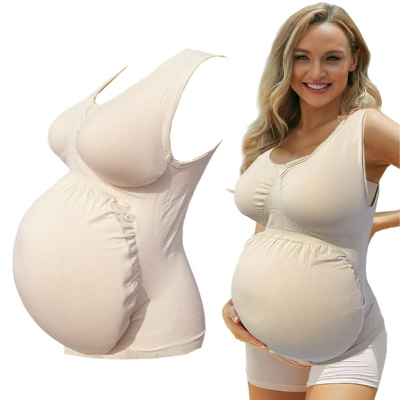 BIMEI Fake Pregnancy Belly Suit, Maternity Belly Costume, Moon Bump for Movie TV Series Props Spoof Costume Actor Performance Women's Pregnant Belly Costume Accessory,Beige,XL