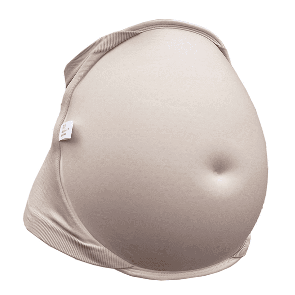 BIMEI Fake Pregnancy Sponge Belly with Seamless Waistband for Movie TV Series Props Spoof Costume Cosplay Actor Performance Women's Novelty Pregnant Belly Costume Accessory，Beige，L(8-10 months)