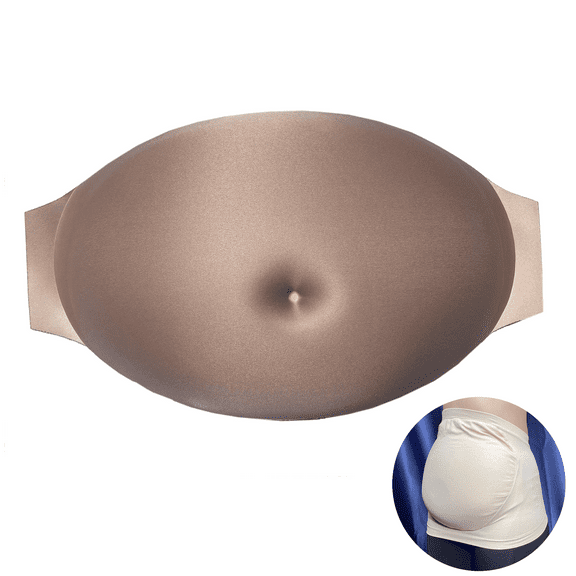 BIMEI Fake Pregnant Belly Bump Sponge Realistic Bump Tummy Props Costume for Woman Include Belly Support Band F01, Nude, M