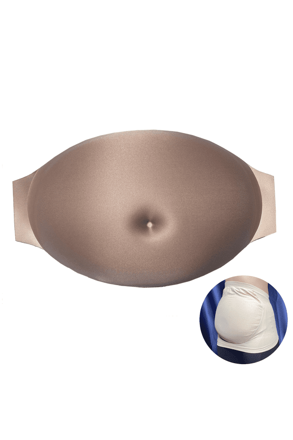 Fake Pregnant Belly Bump Sponge Realistic Bump Tummy Props Costume for Woman Include Belly Support Band F01, Nude, M