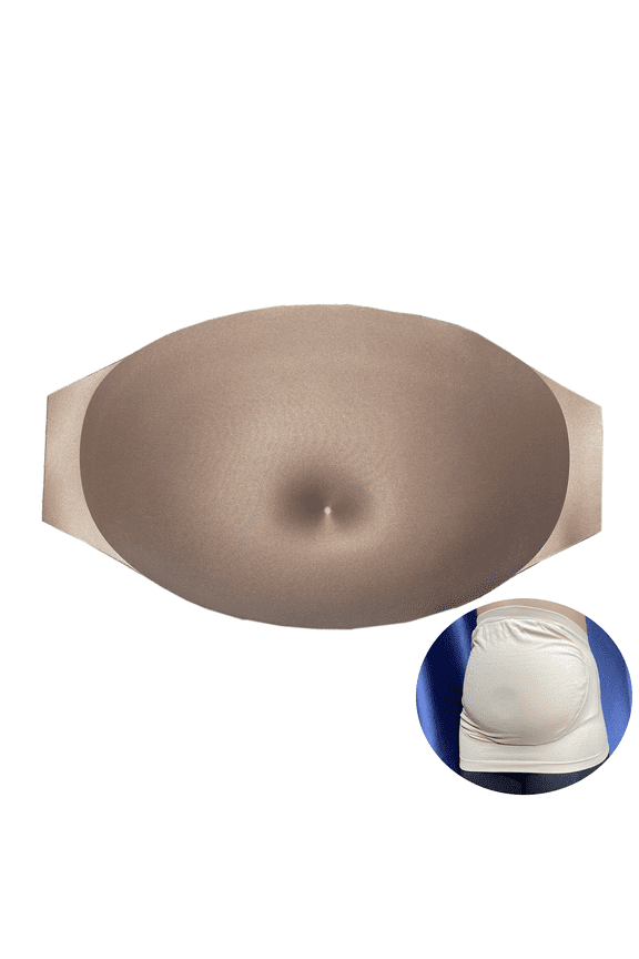 Fake Pregnant Belly Bump Sponge Realistic Bump Tummy Props Costume for Woman Include Belly Support Band F01, Nude, S