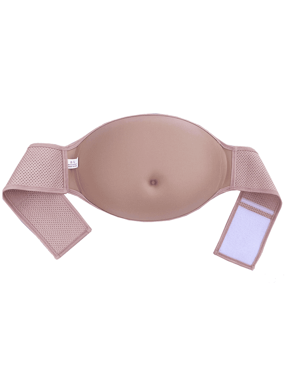 Fake Pregnant Belly Sponge Velcro Closure Breathable Lightweight Adjustable Costume for Woman, Nude,M
