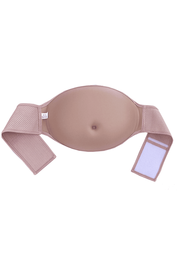 Fake Pregnant Belly Sponge Velcro Closure Breathable Lightweight Adjustable Costume for Woman, Nude,M