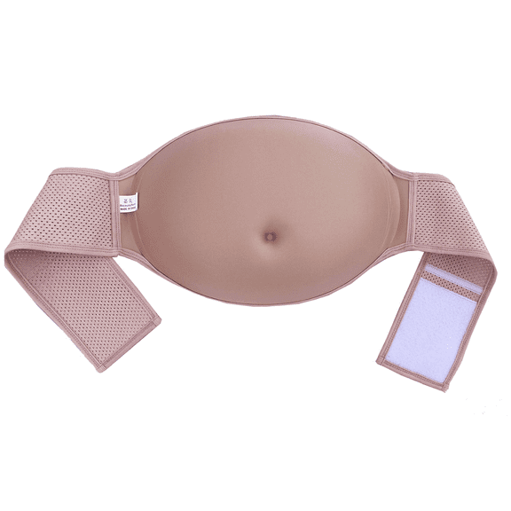 BIMEI Fake Pregnant Belly Sponge Velcro Closure Breathable Lightweight Adjustable Costume for Woman, Nude，S