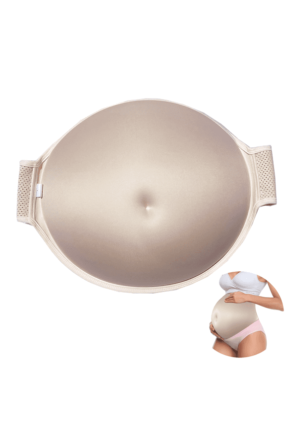 Fake Pregnant Belly Sponge Velcro Closure Lightweight Adjustable Costume for Woman Fake Pregnancy Belly Soft Elastic Artificial False Belly Actor Performance Props, Beige, M (5-8 months)