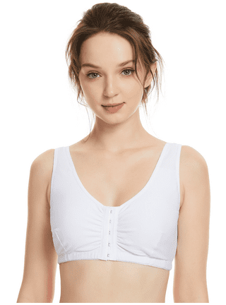 BIMEI Women's Mastectomy Bra Pockets Seamless Molded Bra Lace Contour  Post-Surgery Invisible Pockets for Breast Forms Everyday Bra 9828,White, 36B