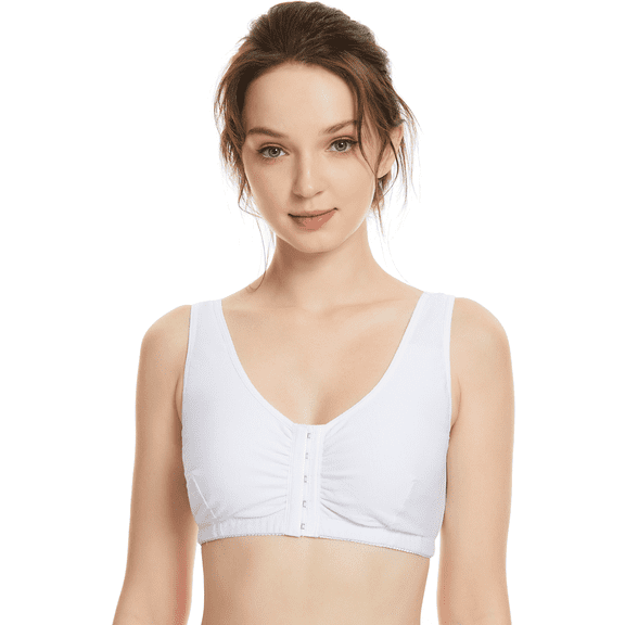 BIMEI Front-Closure Mastectomy Bra Pocket Bra for Silicone Breast forms 8405,White,40B