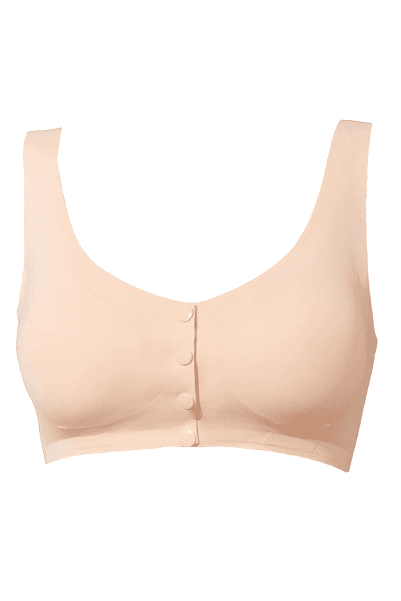 Front-Closure Mastectomy Bra with Pocket - Breastform Pads Included - Adjustable - Cotton Comfort and Leisure Soft Daily Bras for Women,Beige,2XL