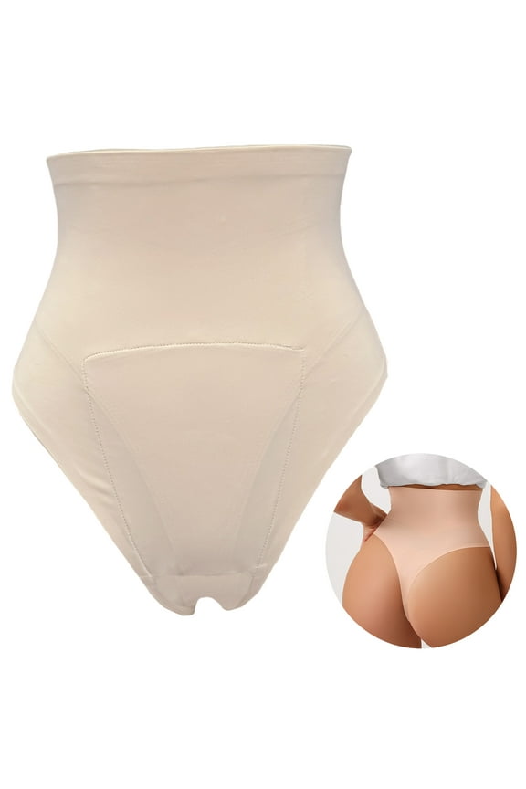 High Rise Camel Toe Concealer Thong for Women Leggings Activewear Invisible Guard Thong Underwear,Beige,M