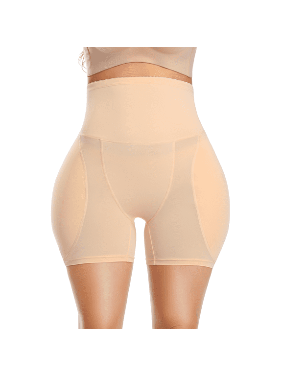 Hip and Butt Padded Shapewear Tummy Control Butt Lifter Short Panties for Women,High Waist Mini,Beige,S