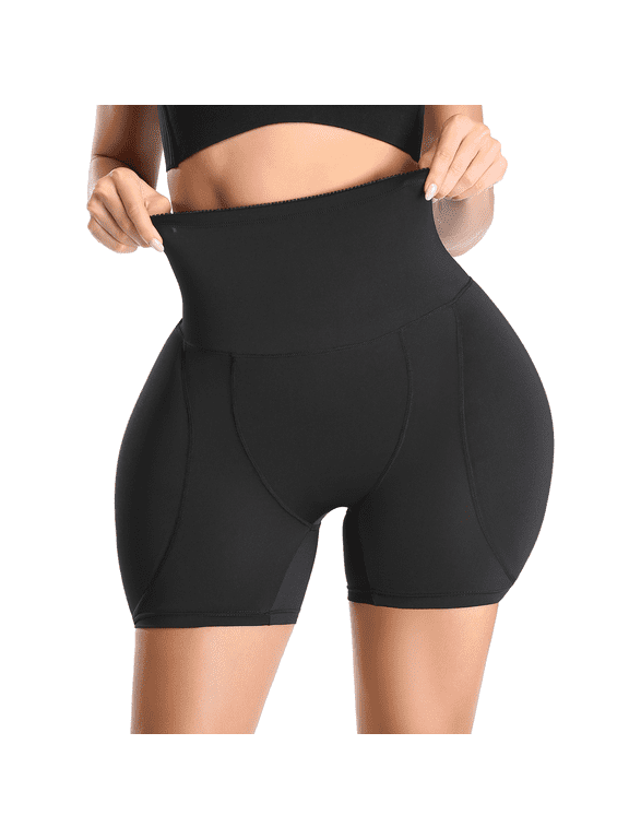 Hip and Butt Padded Shapewear Tummy Control Butt Lifter Short Panties for Women,High Waist Mini,Black,M