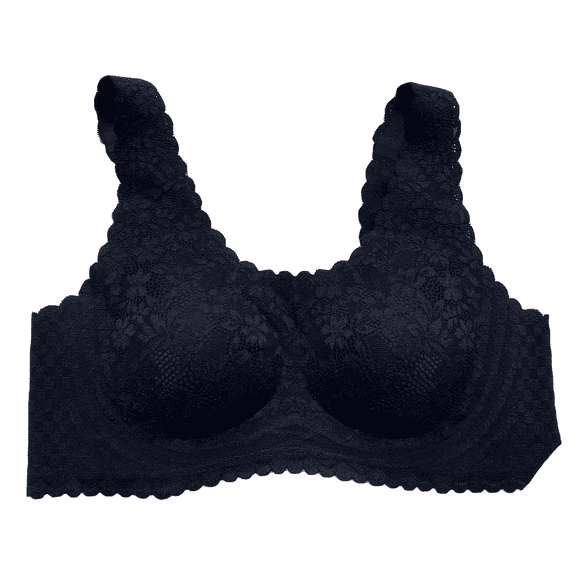 BIMEI Lace Bralettes for Women Mastectomy Bra Breast Prosthesis with Pockets Wirefree Comfort Everyday Bra,Black,M