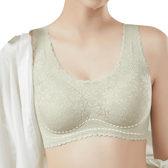 BIMEI Lace Bralettes for Women Mastectomy Bra Breast Prosthesis with Pockets Wirefree Comfort Everyday Bra,Green,L