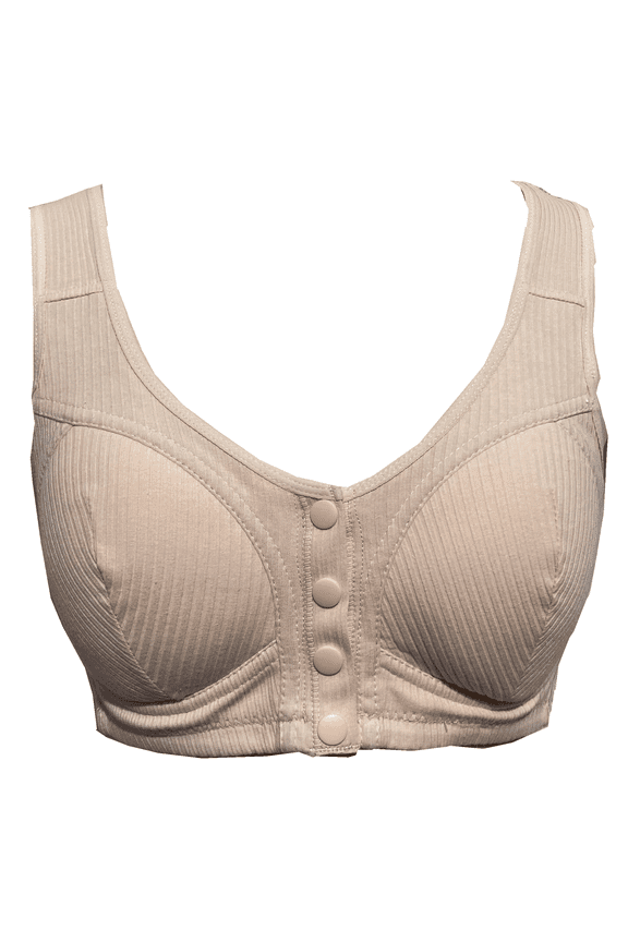 Mastectomy Bra Front Snap Closure with Pocket Adjustable Soft Daily Plus Bras for Women,Beige,48