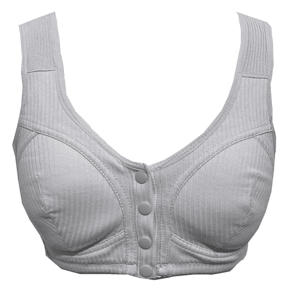 BIMEI Mastectomy Bra Front Snap Closure with Pocket Adjustable Soft Daily Plus Bras for Women,Grey,50