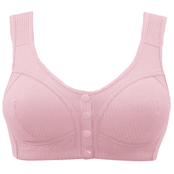 BIMEI Mastectomy Bra Front Snap Closure with Pocket Adjustable Soft Daily Plus Bras for Women,Pink,38