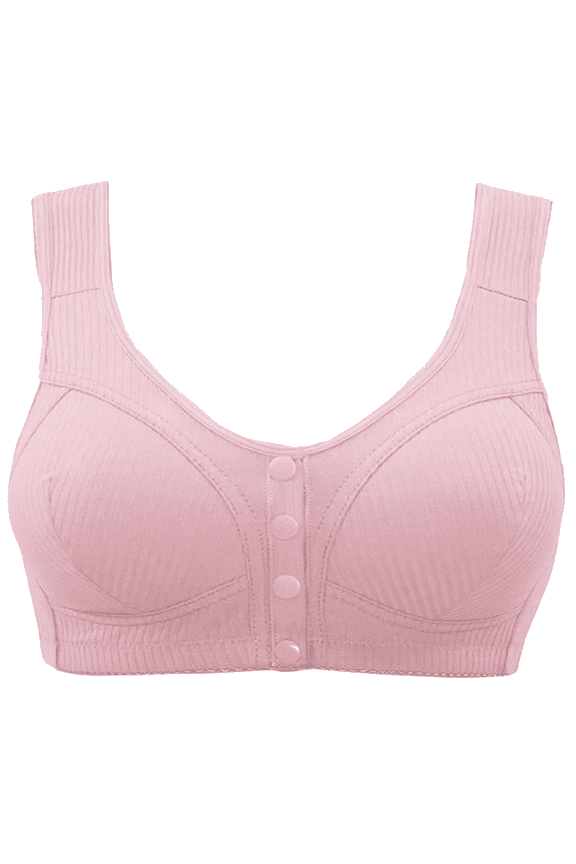 Mastectomy Bra Front Snap Closure with Pocket Adjustable Soft Daily Plus Bras for Women,Pink,50