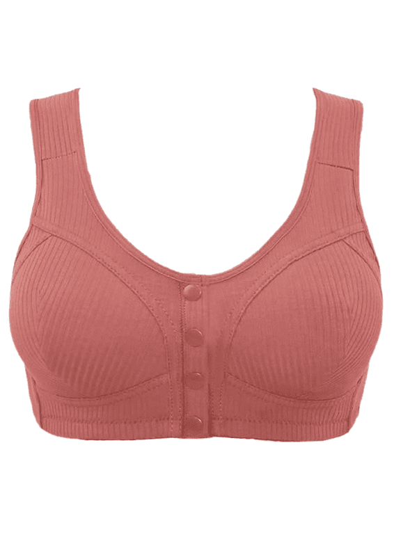 Mastectomy Bra Front Snap Closure with Pocket Adjustable Soft Daily Plus Bras for Women,Red,36