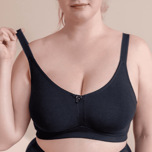 BIMEI Mastectomy Bra with Pockets for Breast Prosthesis Non-Wired Everyday Bra - F22,Black,38C