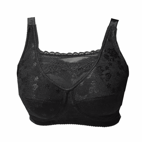 BIMEI Mastectomy Bra with Pockets for Breast Prosthesis Women Wirefree Everyday Bra plus size 8103,Black, 36B