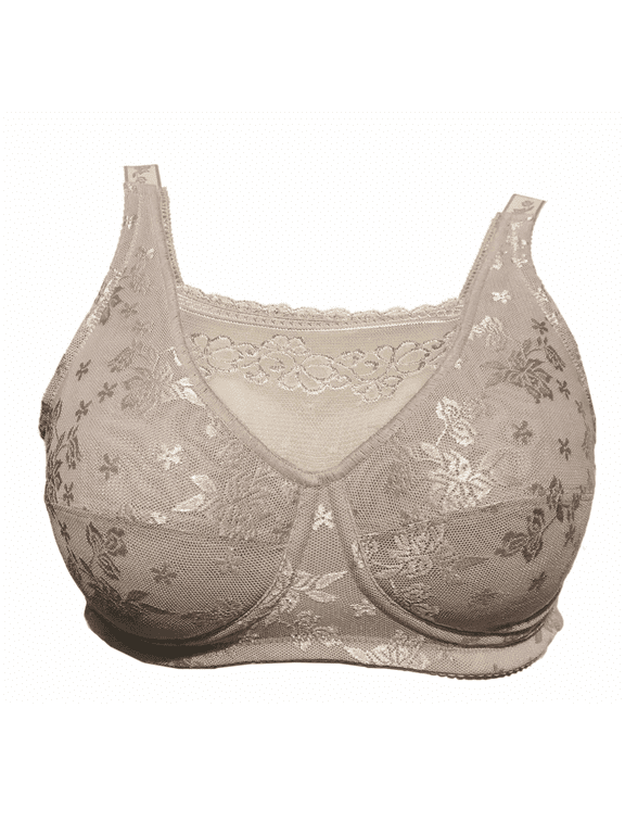 Mastectomy Bra with Pockets for Breast Prosthesis Women Wirefree Everyday Bra plus size8103,Beige, 46D