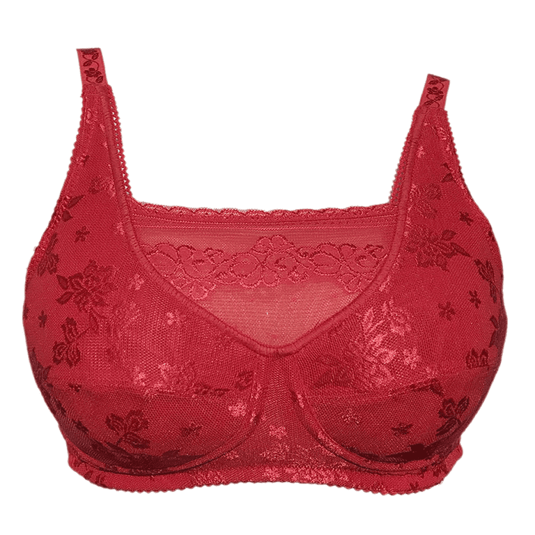 BIMEI Mastectomy Bra with Pockets for Breast Prosthesis Women Wirefree  Everyday Bra plus size8103,Red, 40B