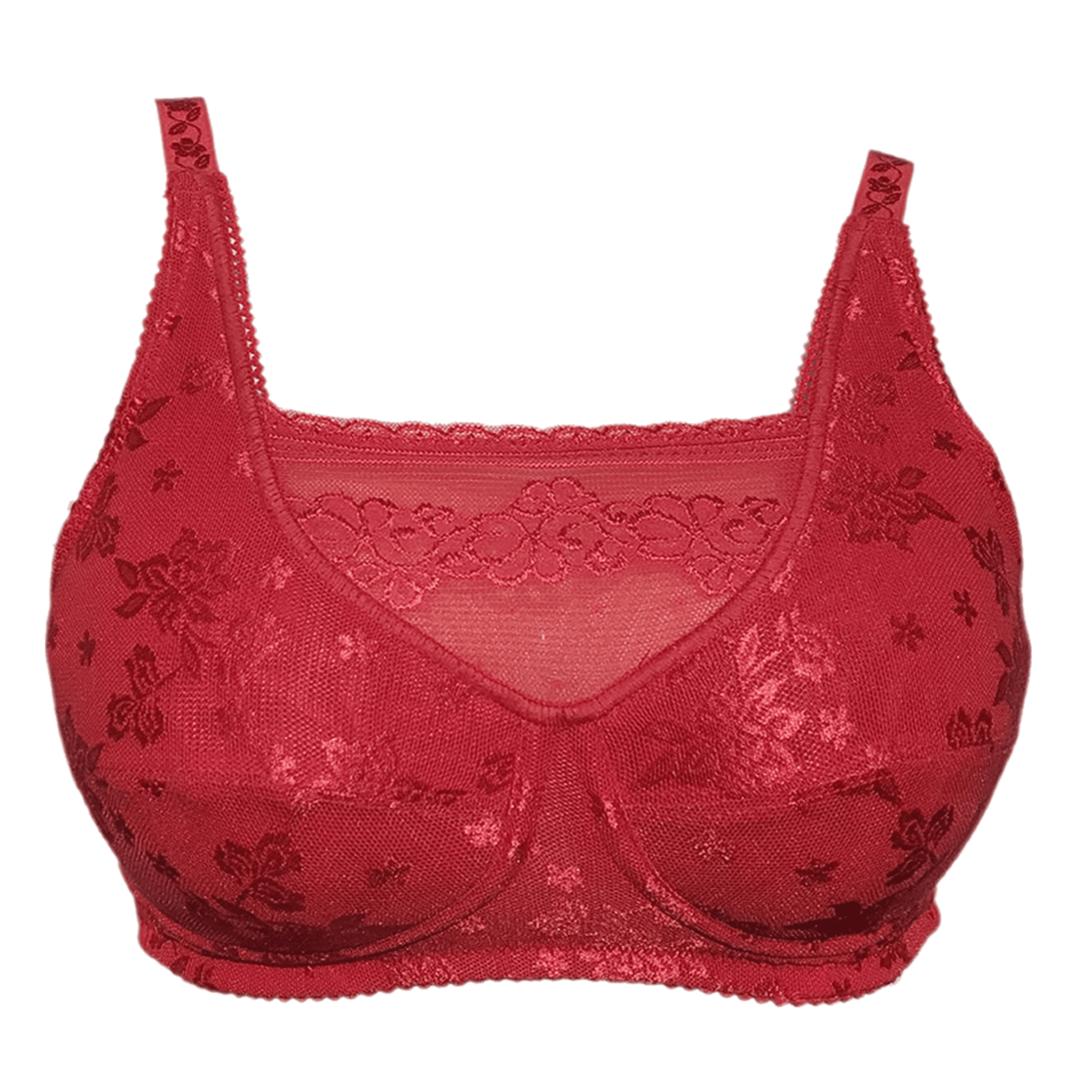 BIMEI Mastectomy Bra with Pockets for Breast Prosthesis Women Wirefree Everyday Bra plus size8103,Red, 48B