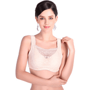 BIMEI Mastectomy Bra with Pockets for Breast Prosthesis Women's Full Coverage Wirefree Everyday Bra 8418,Beige, 38B