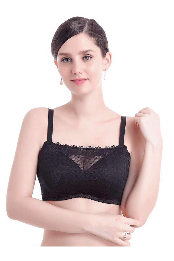 Mastectomy Bra with Pockets for Breast Prosthesis Women's Full Coverage Wirefree Everyday Bra 8518,Black, 36A
