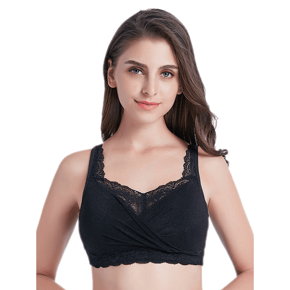 BIMEI Mastectomy Bra with Pockets for Breast Prosthesis Women's Full Coverage Wirefree Everyday Bra 8888,Black, 38C