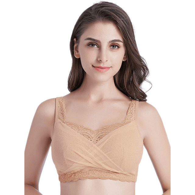 BIMEI Mastectomy Bra with Pockets for Breast Prosthesis Women's Full Coverage Wirefree Everyday Bra 8888,Nude, 42A