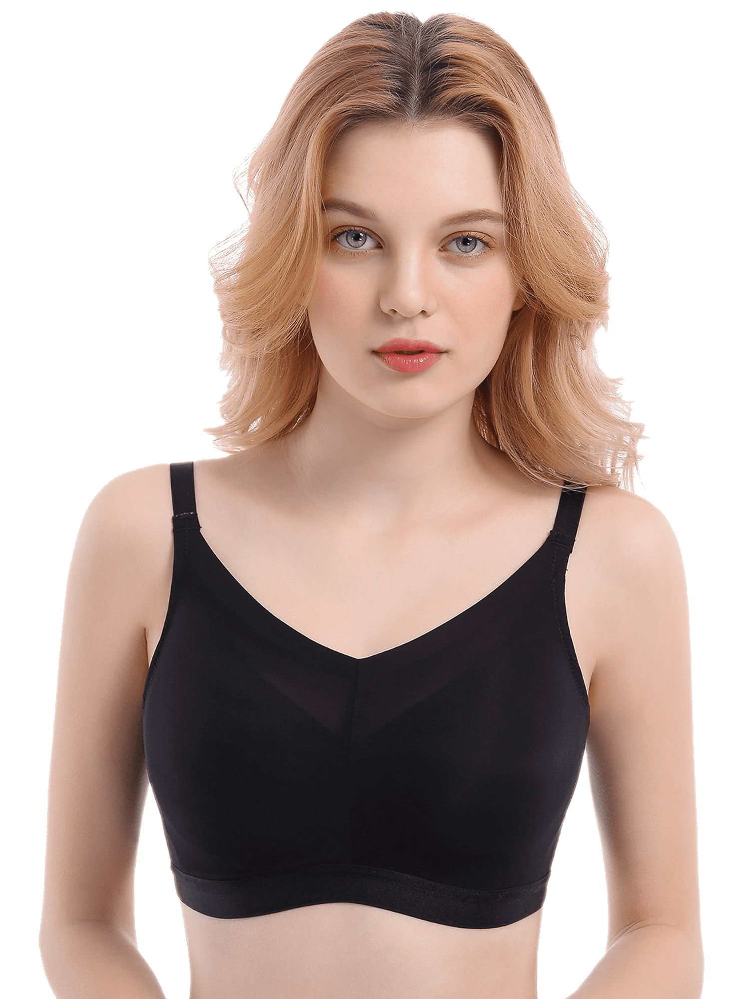 BIMEI Mastectomy Bra with Pockets for Breast Prosthesis Women's Full Coverage Wirefree Everyday Bra 9988,Black, 40A