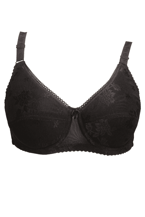 Mastectomy Bra with Pockets for Breast Prosthesis Women's Full Coverage Wirefree Everyday Bra plus size 8102,Black,34A