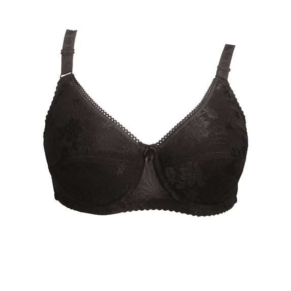 BIMEI Mastectomy Bra with Pockets for Breast Prosthesis Women's Full Coverage Wirefree Everyday Bra plus size 8102,Black,36B