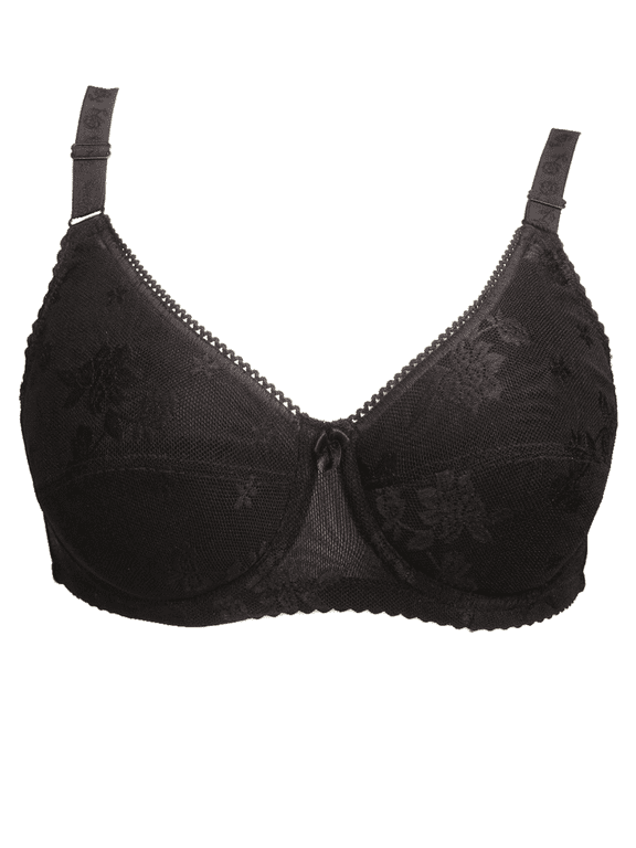 Mastectomy Bra with Pockets for Breast Prosthesis Women's Full Coverage Wirefree Everyday Bra plus size 8102,Black,42B