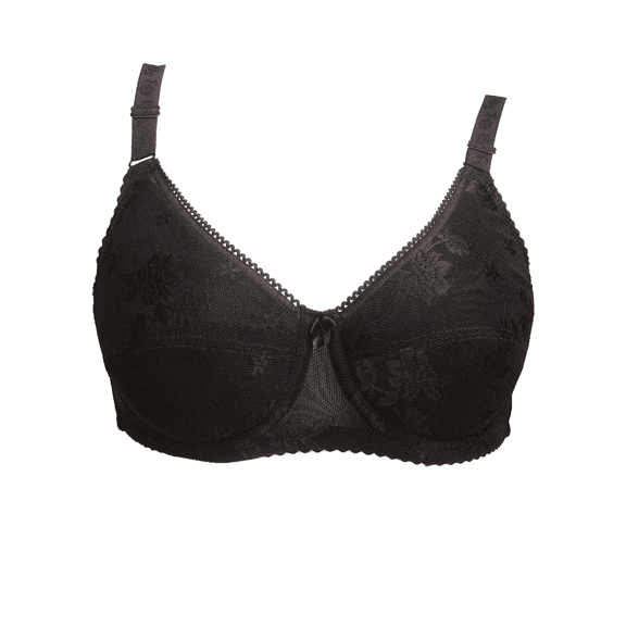 BIMEI Mastectomy Bra with Pockets for Breast Prosthesis Women's Full Coverage Wirefree Everyday Bra plus size 8102,Black,42C