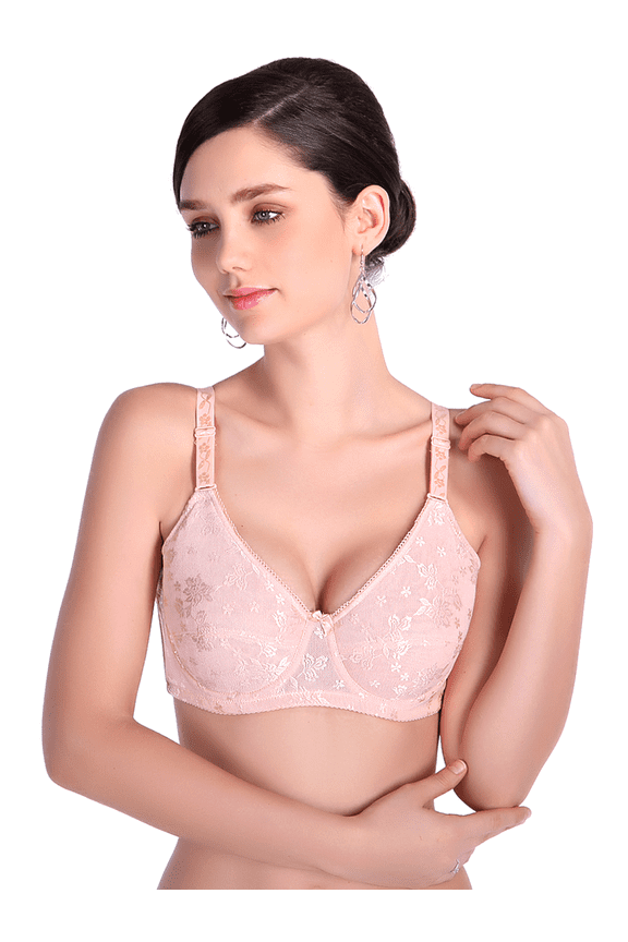Mastectomy Bra with Pockets for Breast Prosthesis Women's Full Coverage Wirefree Everyday Bra plus size 8102,Pink,38C