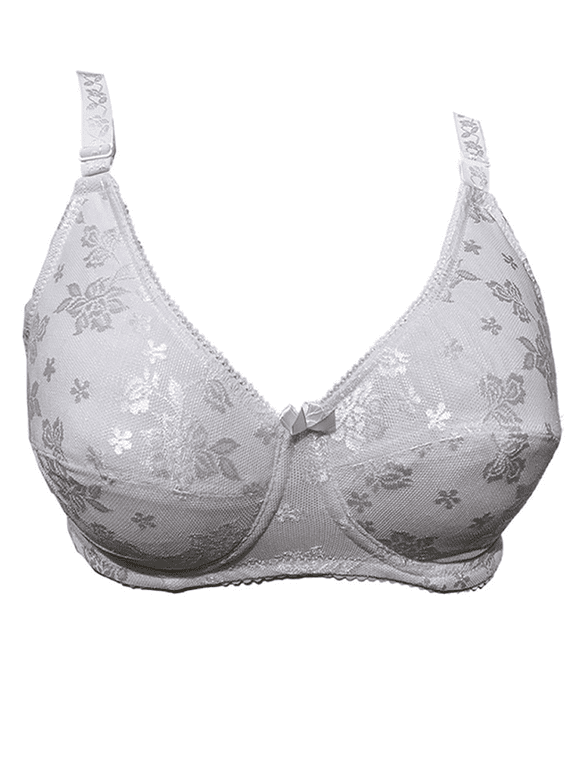 Mastectomy Bra with Pockets for Breast Prosthesis Women's Full Coverage Wirefree Everyday Bra plus size 8102,White,38B